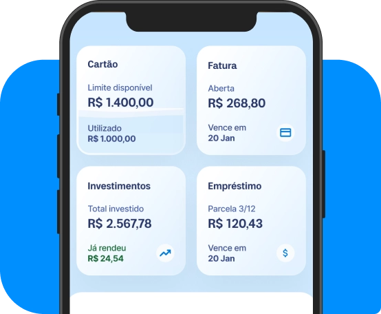 Celular mostrando na tela inicial do aplicativo Neon